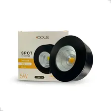 Spot Sobrepor Led 5w 3000k Luz Quente Redondo Preto Opus Foto mini 1