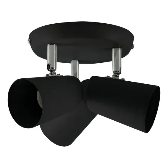 Spot Sobrepor New Short 3 Luzes E27 60w Haste Cromado Preto Foto 1