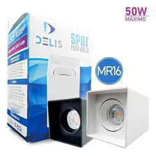Spot Sobrepor Quadrado + Lâmpada Dicroica Gu10 Mr16 Cor Branco Foto mini  2