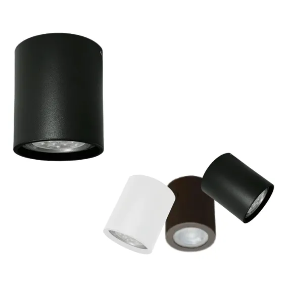 Spot Sobrepor Redondo Dicroica Gu10 Preto Lâmpada Inclusa Bf Foto 1