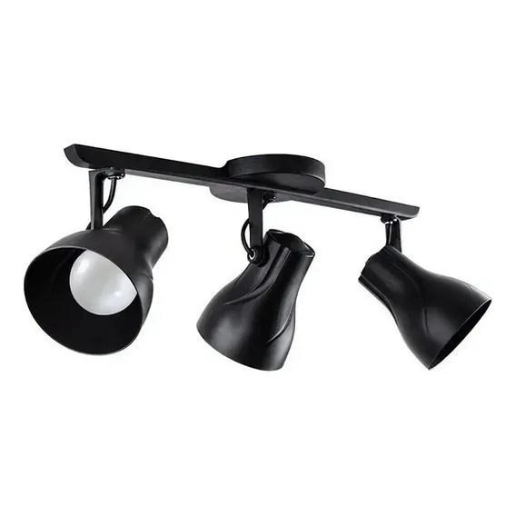 Spot Trilho Triplo Octa 3 Direcionável E27 Ideal Para Praia Cor Preto Foto 1
