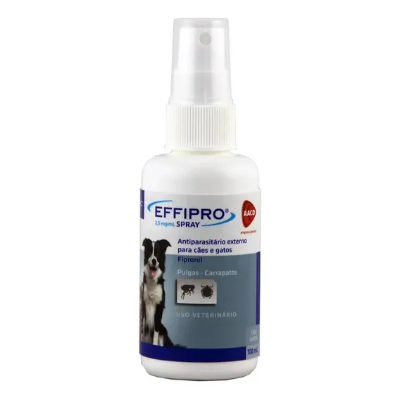 Spray Antipulgas Carrapatos Virbac Effipro Cães Gatos 100ml Foto 1