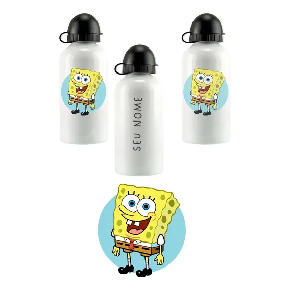 Squeeze Garrafinha Bob Esponja Com Seu Nome Foto 1