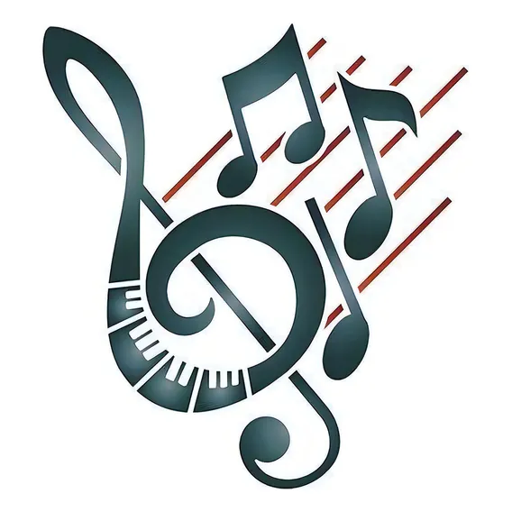 Stencil Especial Clave Sol Partitura 10x10 Stx-353 Litoarte Foto 1