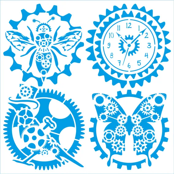 Stencil Litoarte 20x20 Steampunk - Acetato Foto 1