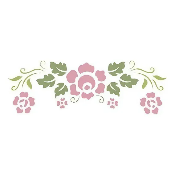 Stencil Pintura Simples Flores 17x6,5 Stp-079 - Litoarte Foto 1