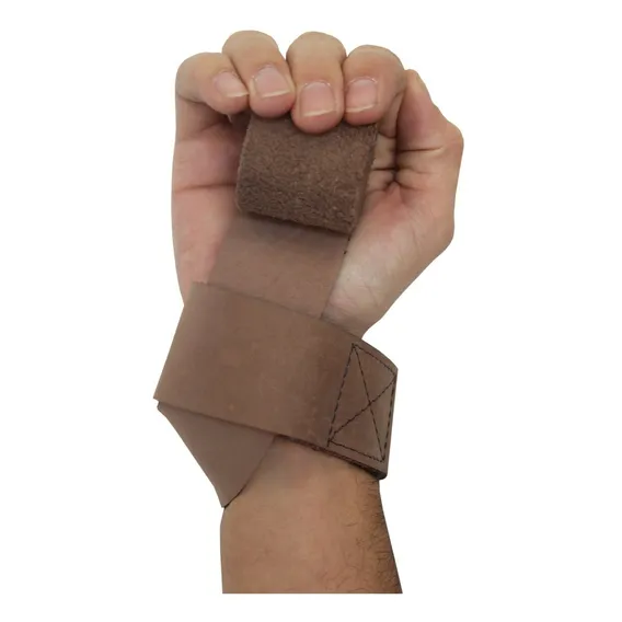 Strap Fita Couro Luva Funcional Barra Cor Marrom Foto 1