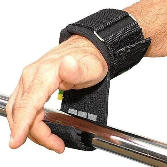 Straps Tala Larga Emborrachada Acol Musculação Academia par Cor Preto Foto 1