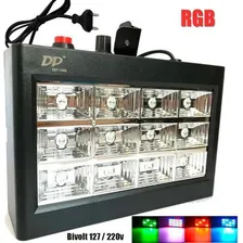 Strobo Rítmico 12 Leds Branco 15w Dj Iluminação Festa Balada Foto mini  2