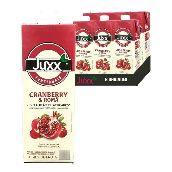 Suco De Cranberry & Romã Juxx 40% Suco 1l (6 Unidades) Foto 1