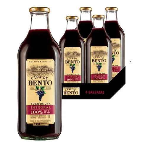 Suco De Uva Integral Casa De Bento 1l (4 Garrafas Foto 1