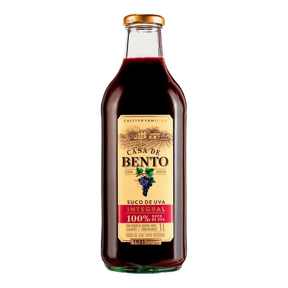 Suco Integral Tinto de Uva Casa de Bento 1 Litro Foto 1