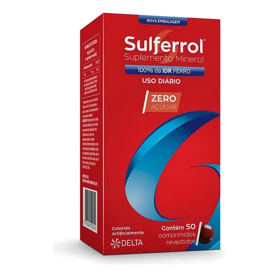 Sulfato Ferroso - Sulferrol 50 Tabletes Suplemento Anemia Foto 1