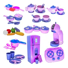 Super Kit Cozinha Infantil Eletro Legumes Café Geladeira 47p Foto  mini 1
