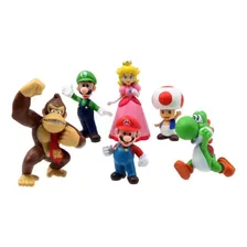 Super Mario Kit 6 Bonecos Coleção Bros Luigi Yoshi Princesa Foto mini 1