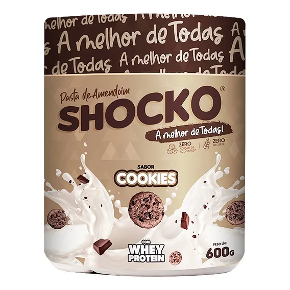 Suplemento Em Pasta Shocko Pasta De Amendoim Pasta De Amendoim Shocko Amendoim Torrado Pasta De Amendoim Shocko Sabor Cookies Em Pote De 600ml Foto 1