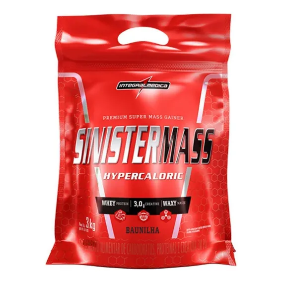 Suplemento em p贸 Integralm茅dica Sinister Mass Hipercal贸rico Sinister Mass carboidratos Hipercal贸rico Sinister Mass sabor chocolate em sach锚 de 3kg Foto 1
