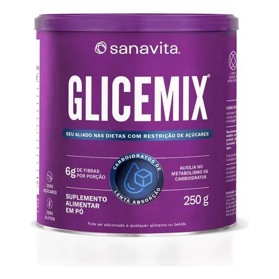Suplemento Em P贸 Sanavita Glicemix Ig Em Lata De 250g Sabor Neutro Foto 1