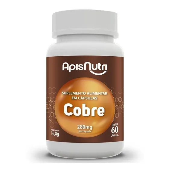 Suplemento Mineral Cobre Quelato 8975mcg 60 Cápsulas Apisnutri Foto 1