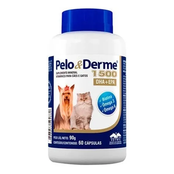 Suplemento Pelo & Derme 1500 (90g/60 Capsulas) - Vetnil Foto 1