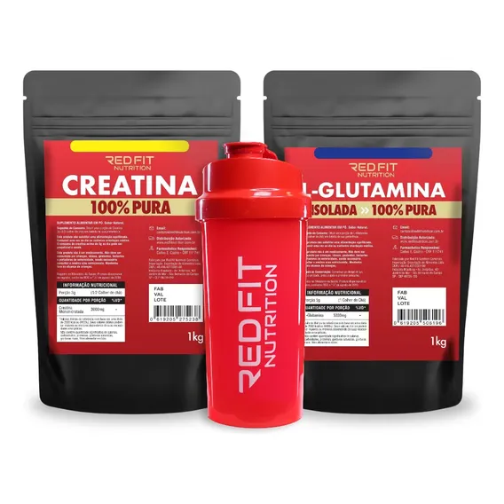 Suplemento Red Fit Nutrition Creatina 1kg L-glutamina 1kg Sabor Natural Foto 1