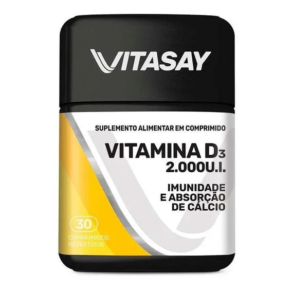Suplemento Vitamínico Vitasay Vitamina D3 2000ui 30 Comp. Sabor Sem sabor Foto 1