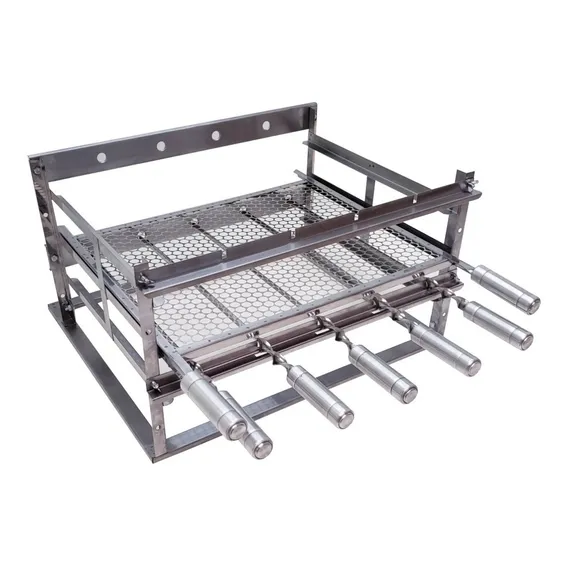 Suporte 5 Espetos Inox Churrasqueiras Alvenaria 61cm +grelha Foto 1