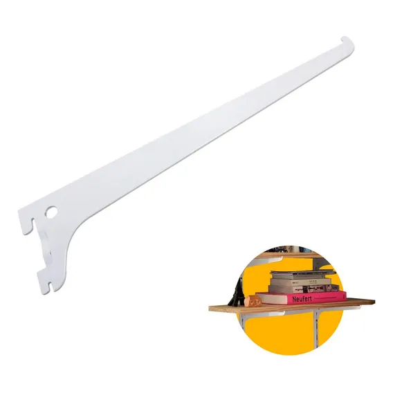 Suporte Branco De 20 Cm Sem Aba Trilho Cremalheira 5 Un Foto 1