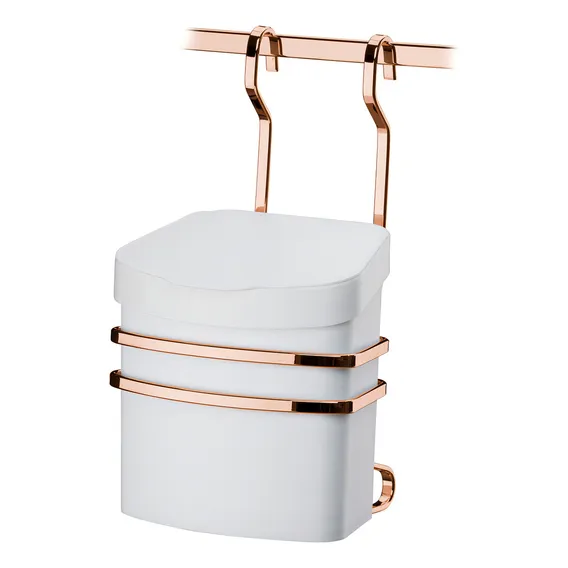 Suporte C/ Lixeira 2,5l Aço Rosé Gold E Branco 2809rg Future Foto 1