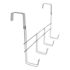 Suporte Cabide 4 Ganchos Encaixe Porta Pendura Roupas Cor Prata Foto mini 4