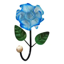 Suporte Cabideiro Rústico De Banheiro Em Ferro Com Flor Azul Foto  mini 1