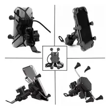 Suporte Celular Moto Carregador Usb Suporte Ferro Resistente Foto mini  2