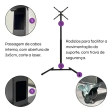 Suporte Chão Piso Pedestal Para Tv Com Rodas Ped Suportaço Cor Preto Foto mini 2