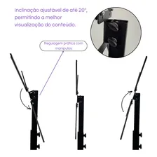 Suporte Chão Piso Pedestal Para Tv Com Rodas Ped Suportaço Cor Preto Foto mini 4