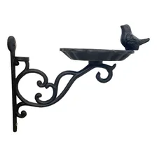 Suporte Comedor Pássaros Metal Europeu Decoração Casa Jardim Cor Preto Provençal Colonial Europeu Foto mini 1