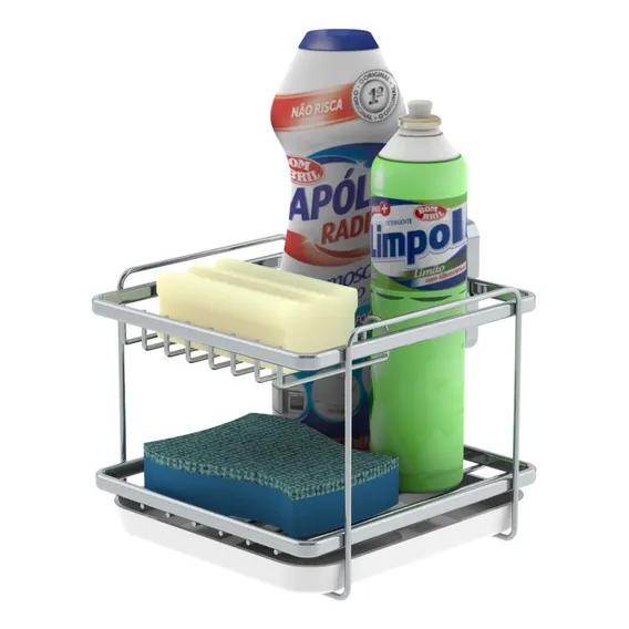 Suporte Cozinha Pia Porta Detergente Sabao C/ Ventosa Cor Cromado Foto 1
