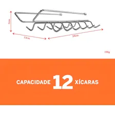 Suporte De Armário 12 Xícaras Aramado Organizador Cromado Foto mini 4