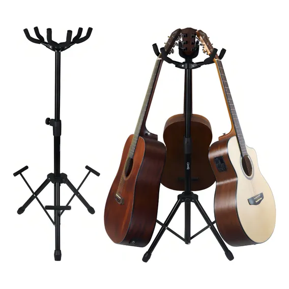 Suporte De Chão Para Violão Pedestal Triplo P Viol Guit Bai Cor Preto Foto 1