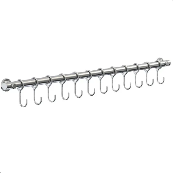 Suporte De Cozinha Porta Talheres 60cm Com 12 Ganchos Cor Prateado Foto 1