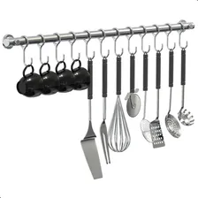 Suporte De Cozinha Porta Talheres 60cm Com 12 Ganchos Cor Prateado Foto mini 2