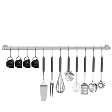 Suporte De Cozinha Porta Talheres 60cm Com 12 Ganchos Cor Prateado Foto mini 4