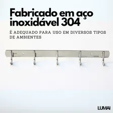 Suporte De Parede 5 Ganchos Inox Lumai Cabide de Parede Quarto cor prateado para pendurar utensilios Foto mini  3