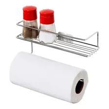 Suporte De Parede Condimentos Porta Rolo De Papel Toalha Cor Cromado Foto mini  2
