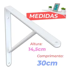 Suporte De Prateleira Branco Mão Francesa 30cm + Parafusos Foto mini 1