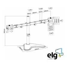 Suporte Duplo ELG T1224n De Mesa Para Monitor 17 Até 32 Cor Preto Foto mini  3