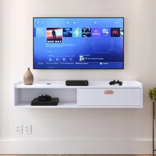 Suporte Fixo Tv Suspenso Rack Nicho Decorativo 1 Porta 1.20 Cor Branco Foto mini  2