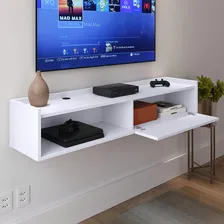 Suporte Fixo Tv Suspenso Rack Nicho Decorativo 1 Porta 1.20 Cor Branco Foto mini 3