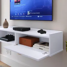 Suporte Fixo Tv Suspenso Rack Nicho Decorativo 1 Porta 1.20 Cor Branco Foto mini 4