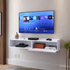 Suporte Fixo Tv Suspenso Rack Nicho Decorativo 1 Porta 1.20 Cor Branco Foto mini 1