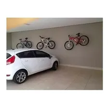 Suporte Gancho Parede Horizontal Mountain Bike Para 2 Bikes Cor Preto Foto mini 2